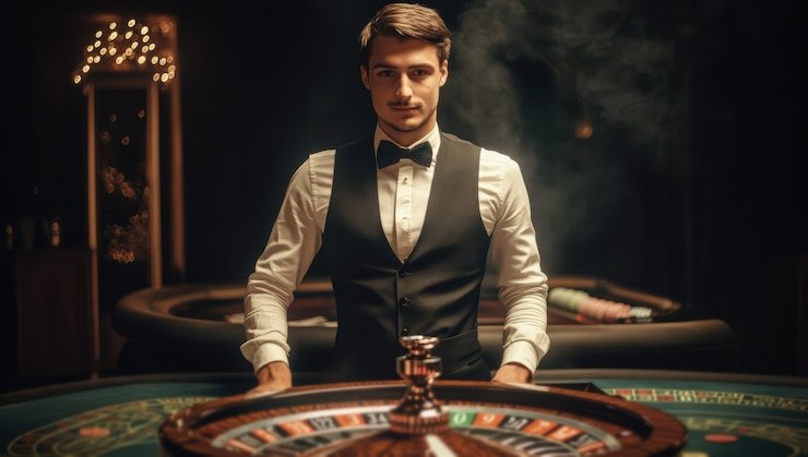 Antarmuka aplikasi pompa303 di perangkat mobile menampilkan meja blackjack live dan menu taruhan olahraga Liga 1
